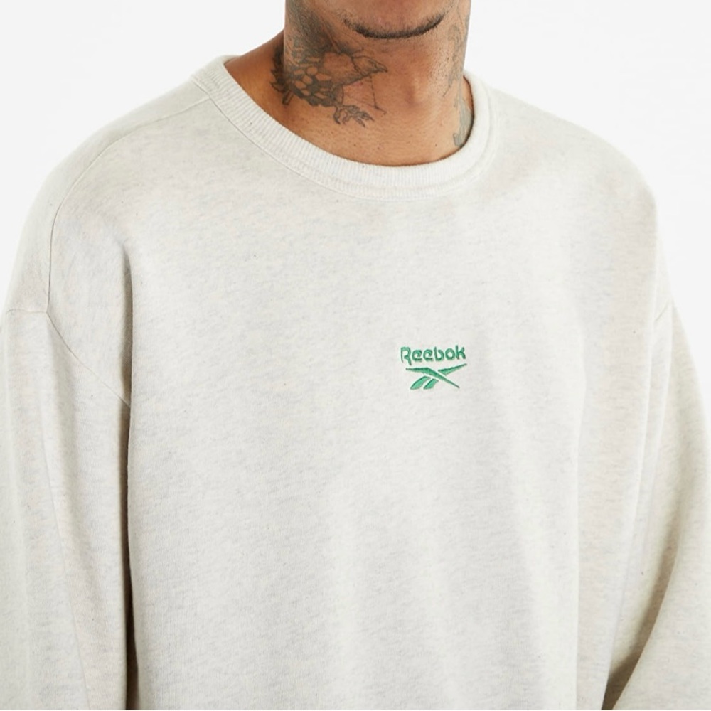 Reebok Light Gray Crewneck with Green Logo